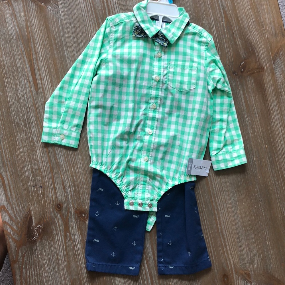 Carters pant, shirt and bow tie set